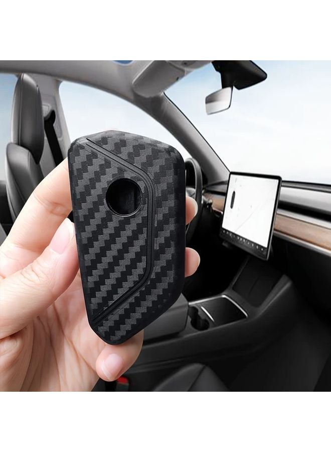 غطاء مفتاح السيليكون من ألياف الكربون الأسود لـ Skoda Octavia A8 MK8 MK4 Seat Leon FR MK4 Cupra Formentor VW Golf 8 ID 4 - حافظة واقية متينة - Image 3